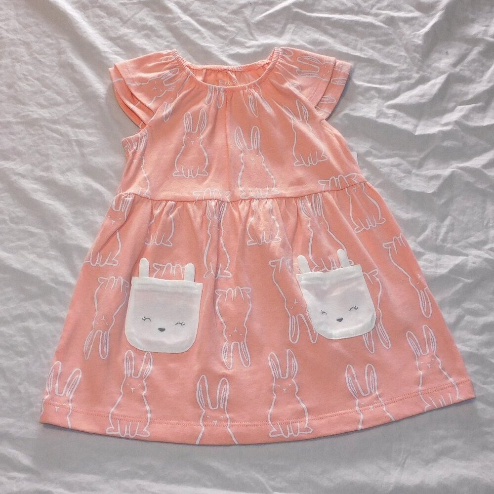 Baby Toddler Girls Easter Bunny Dress Spring Pink Sizes 18M thru 5T NEW